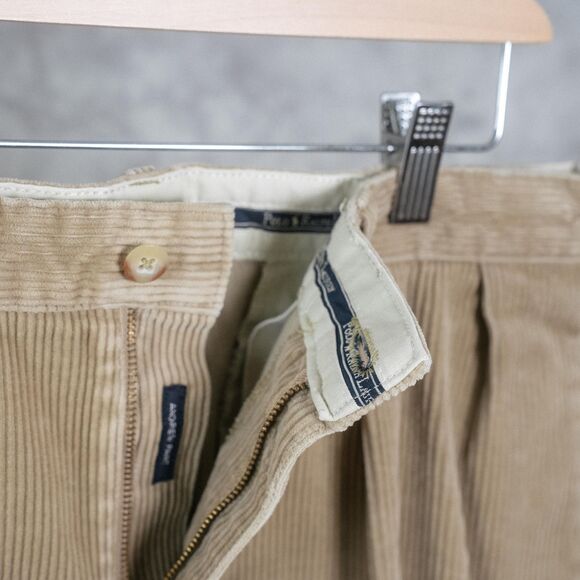 Vintage Ralph Lauren Corduroy Pants | Beige | Polo Cords | Andrew Pant | 35 x 32 - Picture 4 of 6